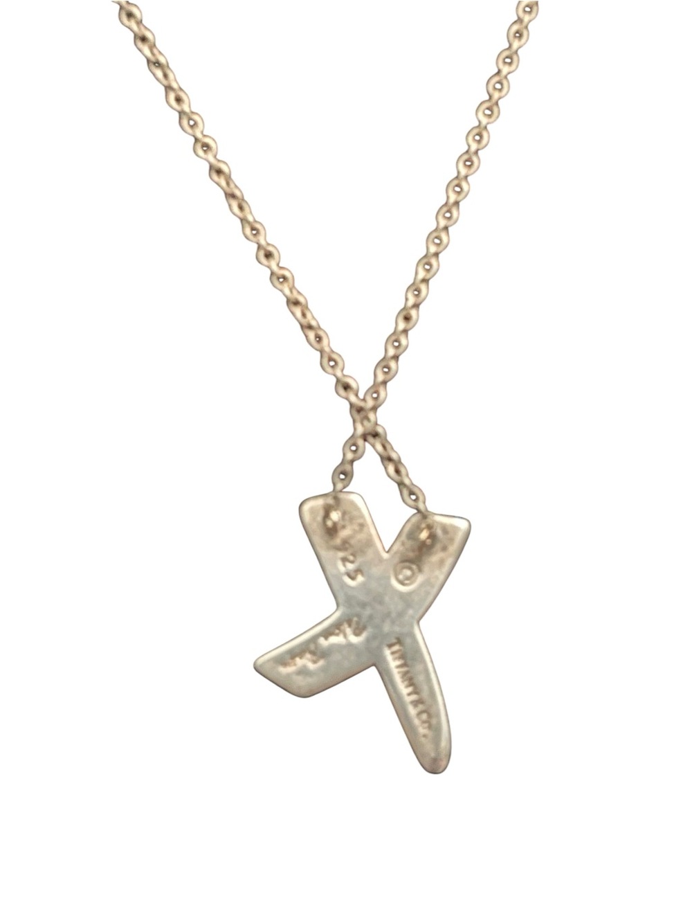 Tiffany & Co. Paloma Picasso Sterling Silver "X" Kiss Pendant Necklace 16" - Picture 2 of 11